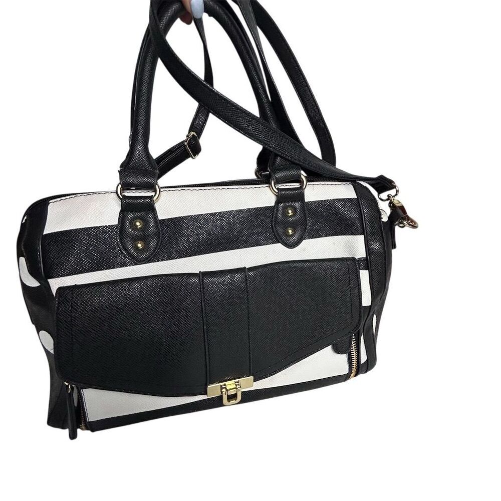 Apt. 9 Women's Striped Shoulder Bag Black & White‎ Faux Leather